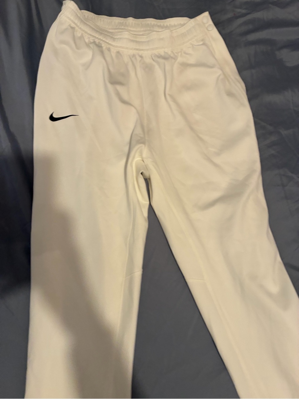 Nike White Side-Snap Button Track Pants (Large Tall)